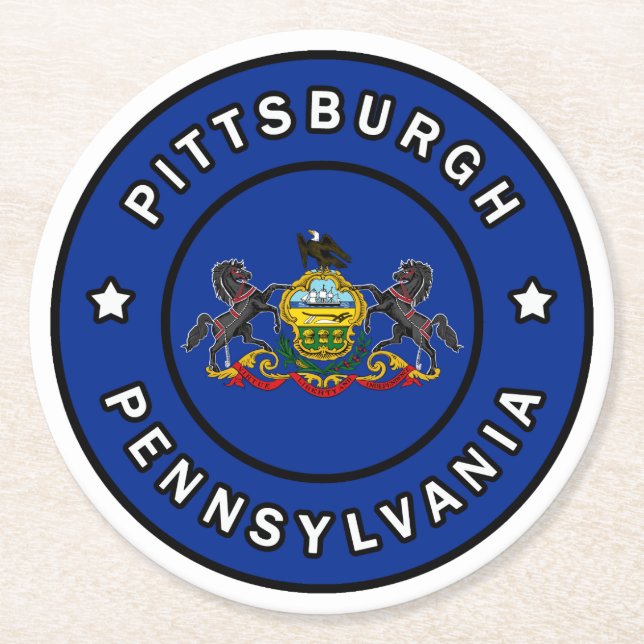 Pittsburgh Pennsylvania Runder Pappuntersetzer (Vorderseite)