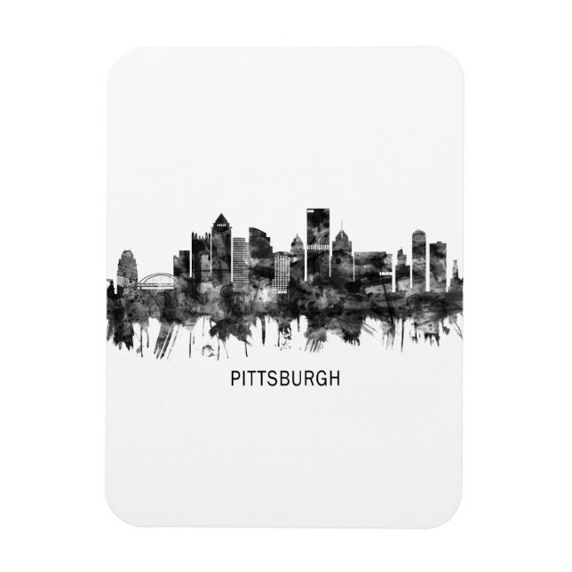 Pittsburgh Pennsylvania Skyline BW Magnet (Vertikal)