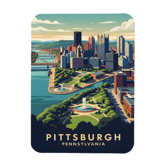 Pittsburgh, Pennsylvania Skyline Magnet (Vertikal)