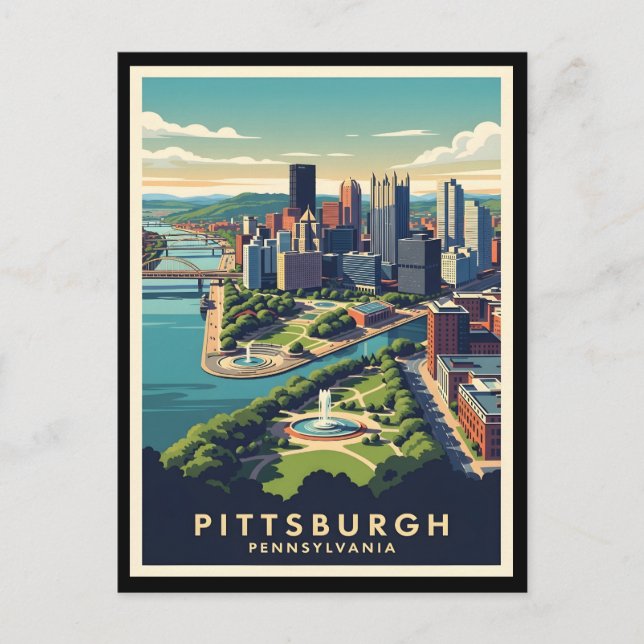 Pittsburgh, Pennsylvania Skyline Postkarte (Vorderseite)