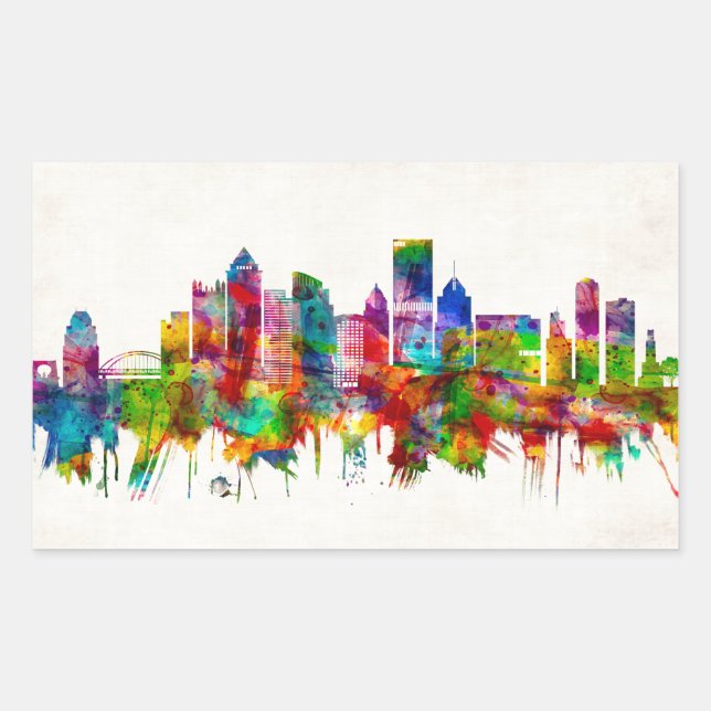 Pittsburgh Pennsylvania Skyline Rechteckiger Aufkleber (Vorderseite)