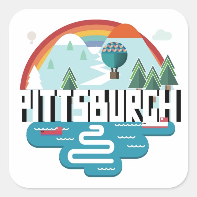 Pittsburgh, Pennsylvania | Stadtgestaltung Quadratischer Aufkleber (Vorderseite)