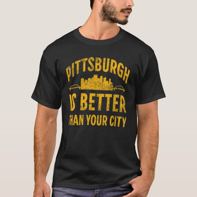 Pittsburgh Pennsylvania Steel City Skyline 412 H T-Shirt (Vorderseite)