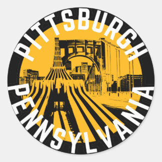 Pittsburgh Pennsylvania Steel City Skyline Bridge Runder Aufkleber