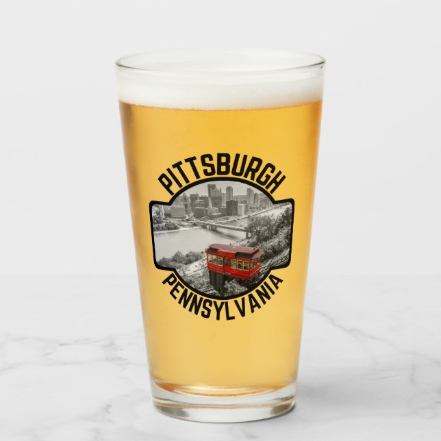 Pittsburgh Pennsylvania Steel City Skyline Incline Glas (Vorne (Gefüllt))