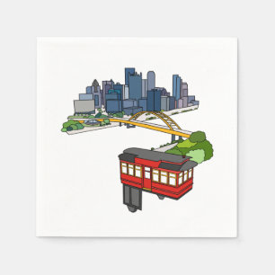 Pittsburgh Pennsylvania Steel City Skyline Kunst k Serviette