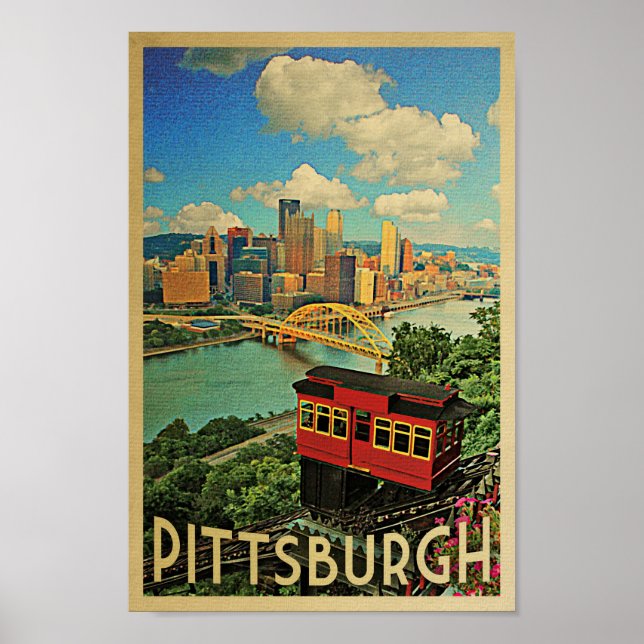 Pittsburgh Poster Vintage Travel Duquesne Incline (Vorne)
