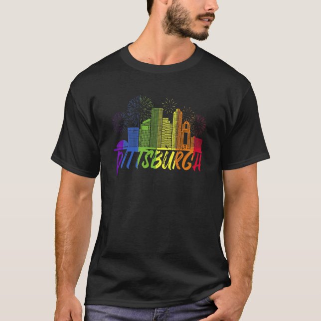 Pittsburgh Pride Skyline Parade T-Shirt (Vorderseite)