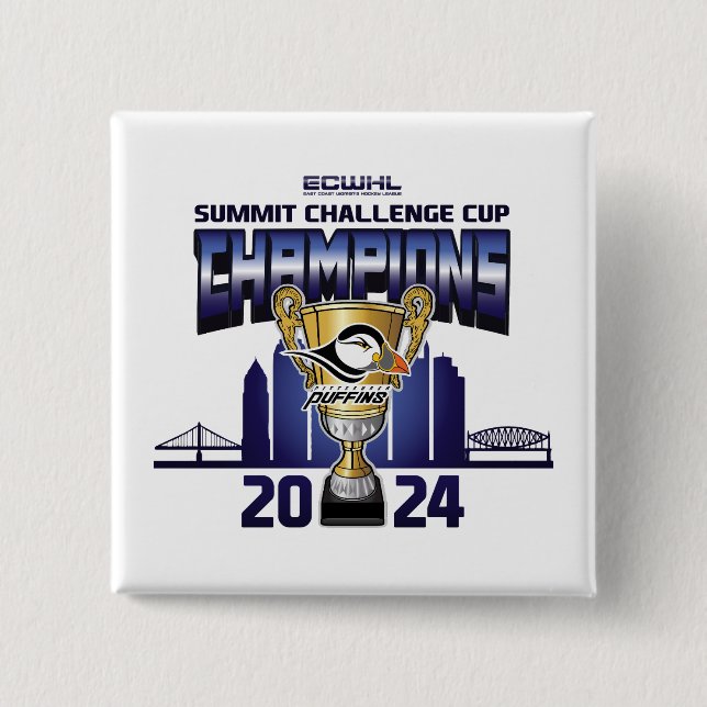 Pittsburgh Puffins Summit Challenge Cup Champions Button (Vorderseite)