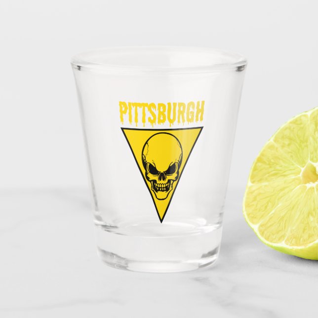 Pittsburgh Skull Shot Glass Gelb Schnapsglas (Vorderseite)