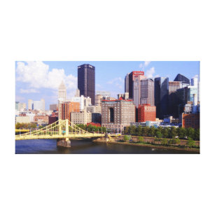 Pittsburgh-Skyline Allegheny Fluss Clemente Brücke Leinwanddruck