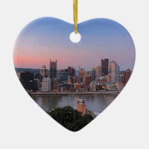 Pittsburgh-Skyline am Sonnenuntergang Keramik Ornament