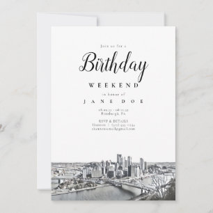 Pittsburgh Skyline Anniversaire Weekend Invitation