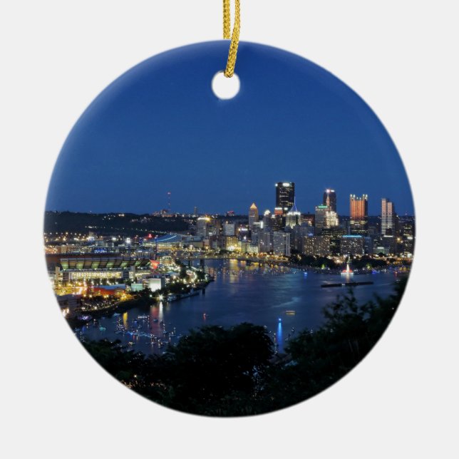 Pittsburgh Skyline bei Dusk Keramikornament (Vorne)