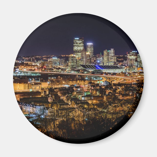 Pittsburgh Skyline bei Nacht Magnet (Vorne)