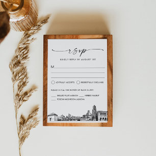 Pittsburgh Skyline City Wedding RSVP Response Card Karte
