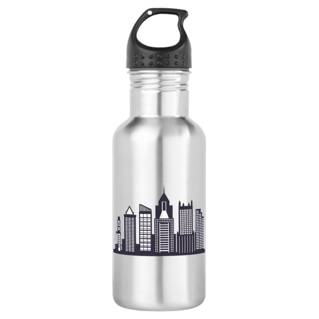 Pittsburgh Skyline Edelstahlflasche (Vorderseite)
