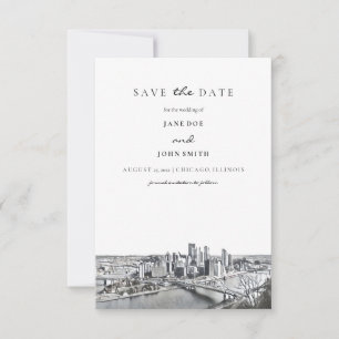 Pittsburgh Skyline Flat Enregistrer la carte Date