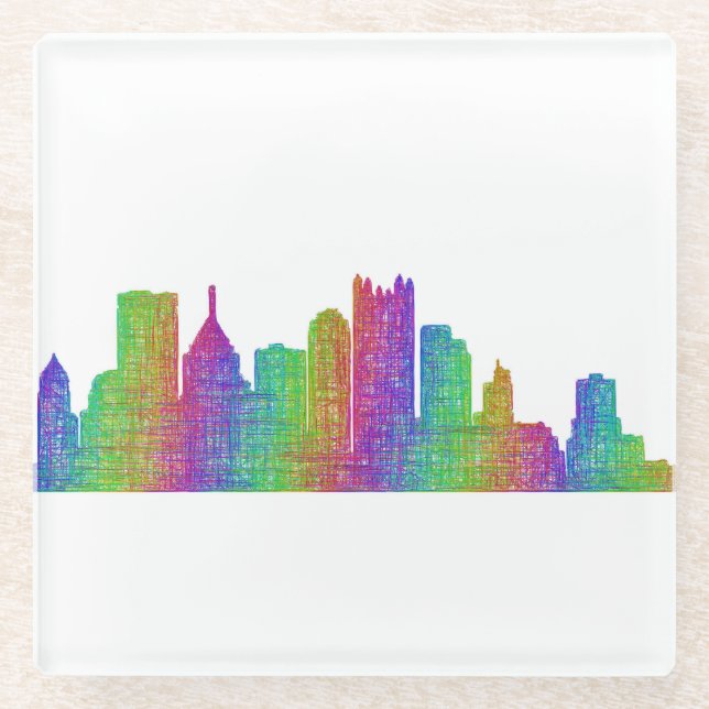 Pittsburgh-Skyline Glasuntersetzer (Vorderseite)