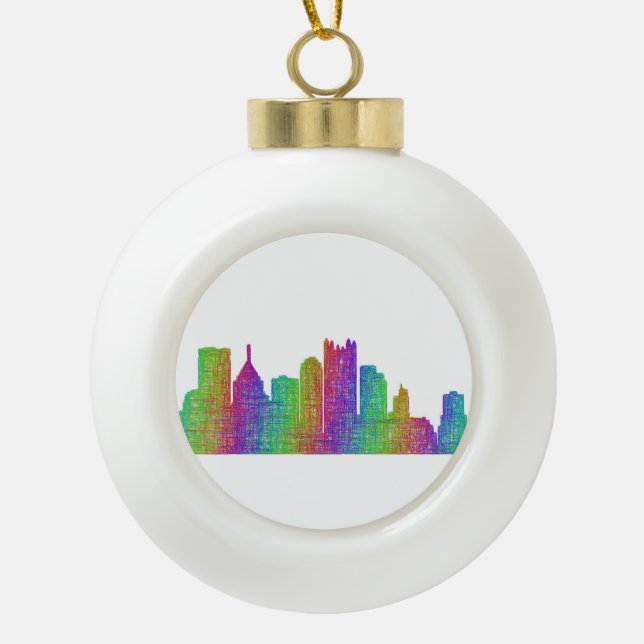 Pittsburgh-Skyline Keramik Kugel-Ornament (Vorderseite)