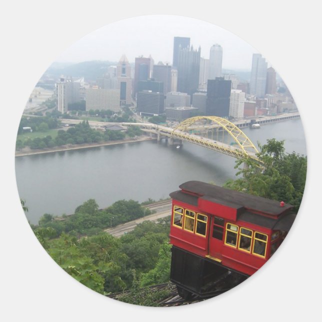 Pittsburgh Skyline Runder Aufkleber (Vorderseite)