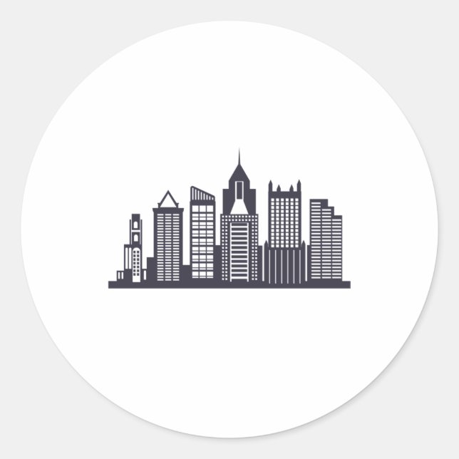 Pittsburgh Skyline Runder Aufkleber (Vorderseite)