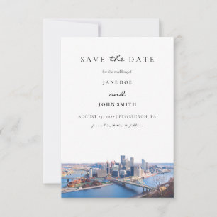 Pittsburgh Skyline Save the Date Karte