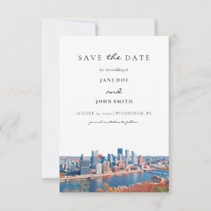 Pittsburgh Skyline Save the Date Karte