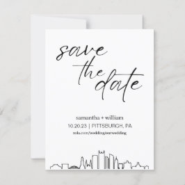 Pittsburgh Skyline Save the Date MINIMALISTISCH Einladung