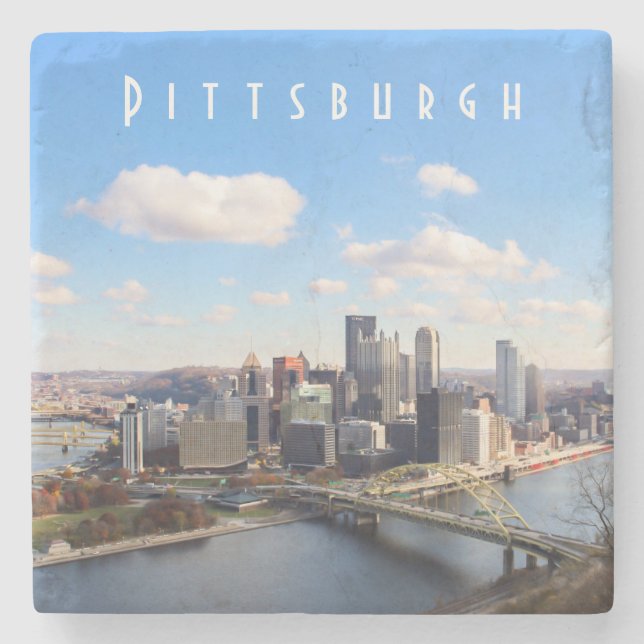 Pittsburgh Skyline Stone Untersetzer (Vorderseite)