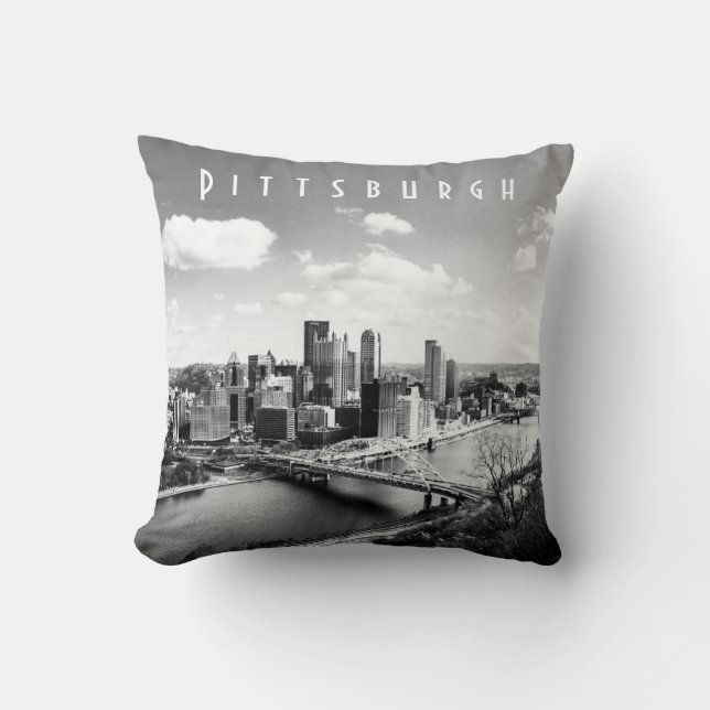 Pittsburgh Skyline Throw Kissen (Vorderseite)
