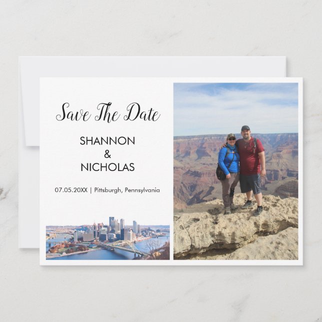 Pittsburgh Skyline Verlobung Foto Save the Date (Vorderseite)