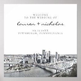Pittsburgh Skyline Wedding Welcome Sign Poster