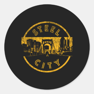 Pittsburgh Sl City Skyline Bridge Runder Aufkleber