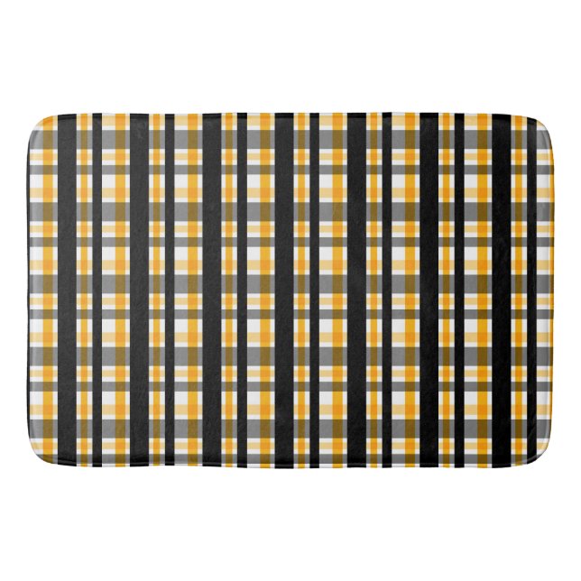 Pittsburgh Sportfan Black Yellow Gold Kariert Badematte (Vorderseite)
