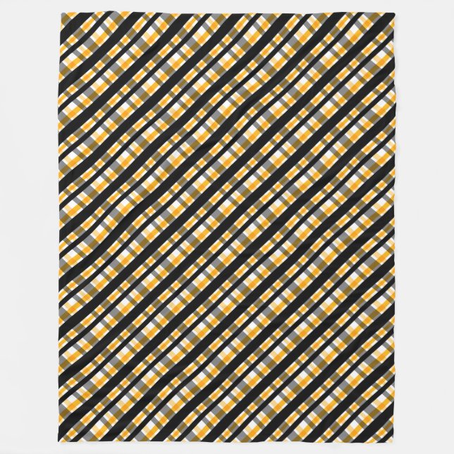 Pittsburgh Sportfan Black Yellow Gold Kariert Fleecedecke (Vorderseite)