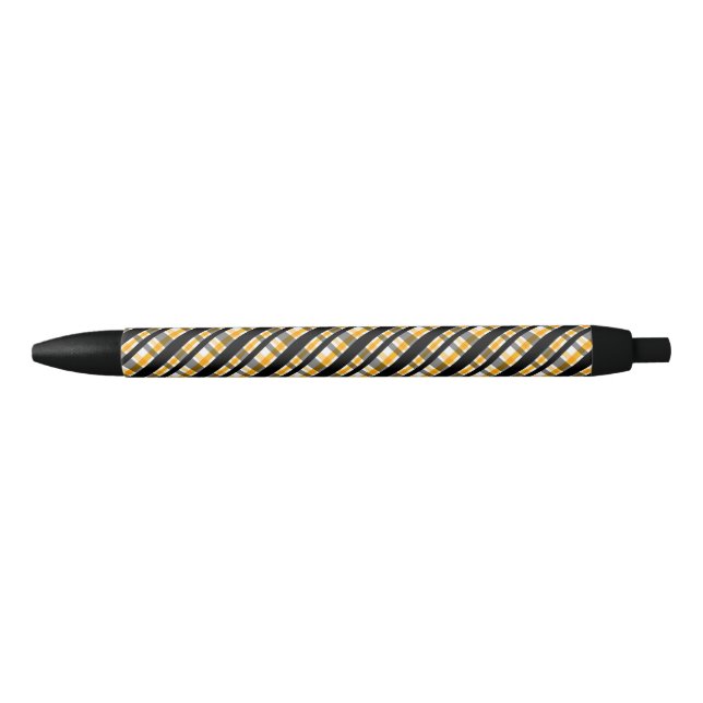 Pittsburgh Sportfan Black Yellow Gold Kariert Kugelschreiber (Vorderseite)