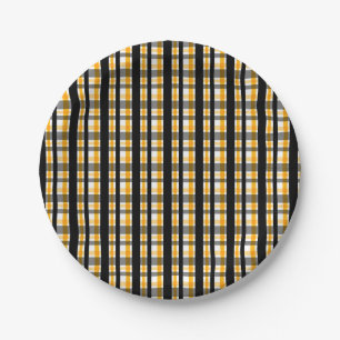 Pittsburgh Sportfan Black Yellow Gold Kariert Pappteller