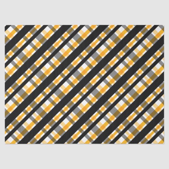 Pittsburgh Sportfan Black Yellow Gold Kariert Seidenpapier (Vorderseite)