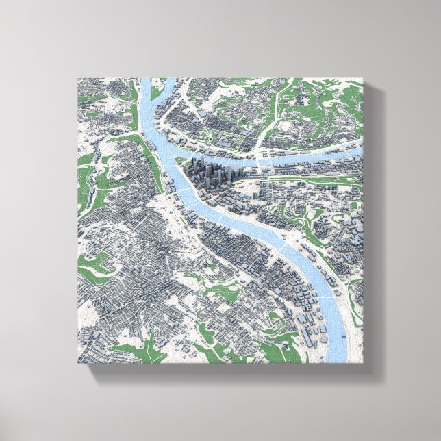 Pittsburgh Stadt Pennsylvania Karte Leinwanddruck (Vorderseite)