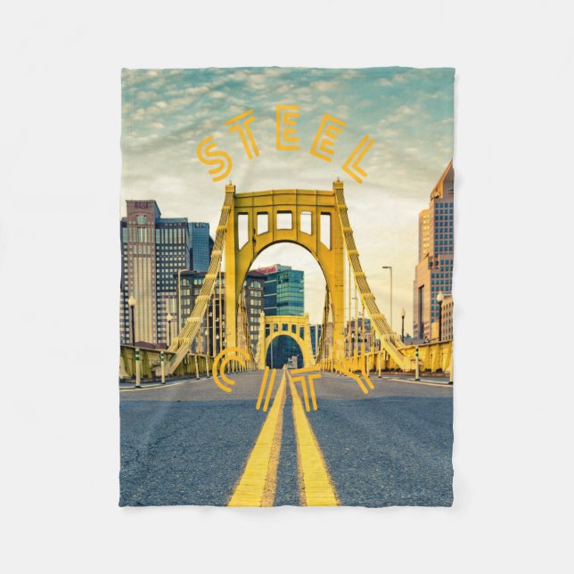Pittsburgh Steel City Skyline 412 Pennsylvania Can Fleecedecke (Vorderseite)