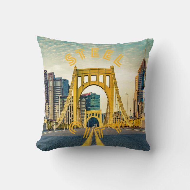 Pittsburgh Steel City Skyline 412 Pennsylvania Can Kissen (Vorderseite)