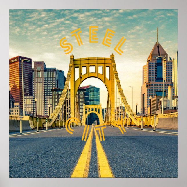 Pittsburgh Steel City Skyline 412 Pennsylvania Can Poster (Vorne)