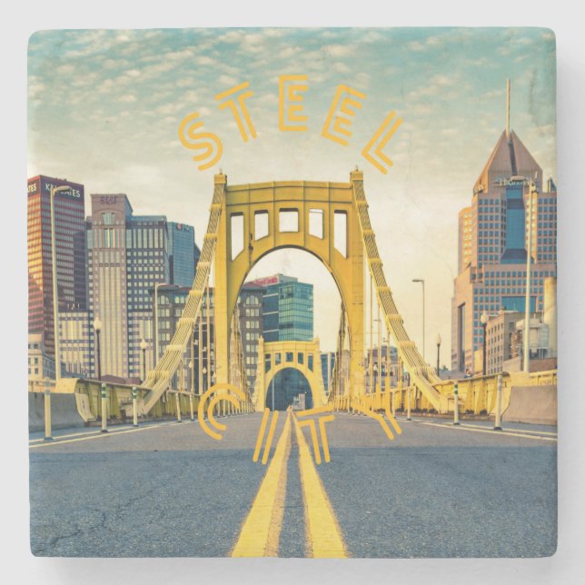 Pittsburgh Steel City Skyline 412 Pennsylvania Can Steinuntersetzer (Vorderseite)