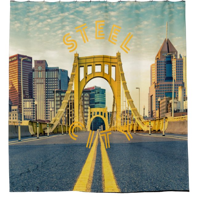 Pittsburgh Steel City Skyline Bridge Pennsylvania  Duschvorhang (Vorderseite)