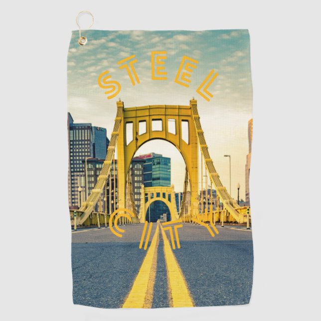Pittsburgh Steel City Skyline Bridge Pennsylvania Golfhandtuch (Vorderseite)