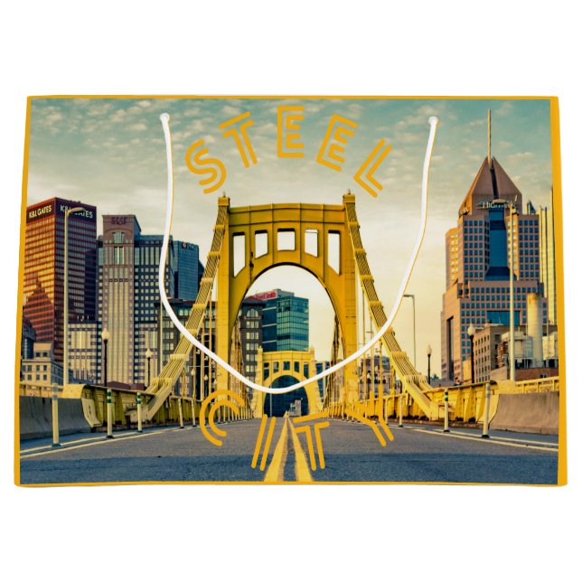 Pittsburgh Steel City Skyline Bridge Pennsylvania  Große Geschenktüte (Vorderseite)
