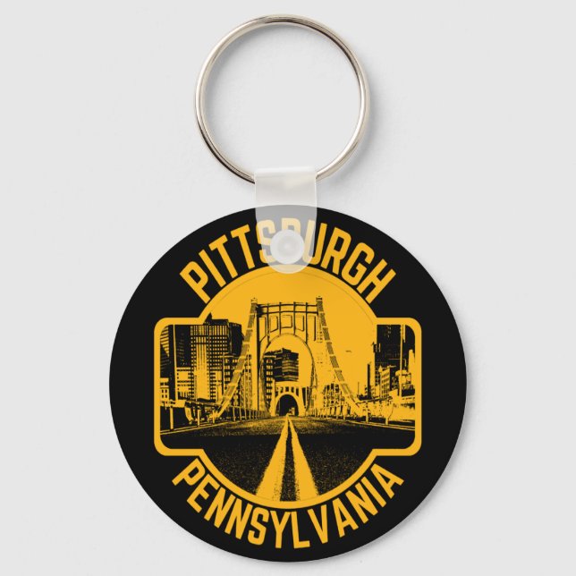 Pittsburgh Steel City Skyline Bridge Schlüsselanhänger (Vorderseite)