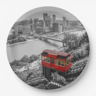 Pittsburgh Steel City Skyline Incline Fotografie Pappteller