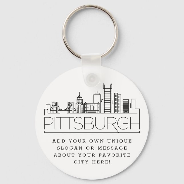Pittsburgh Stylized Skyline | Benutzerdefinierter  Schlüsselanhänger (Vorderseite)